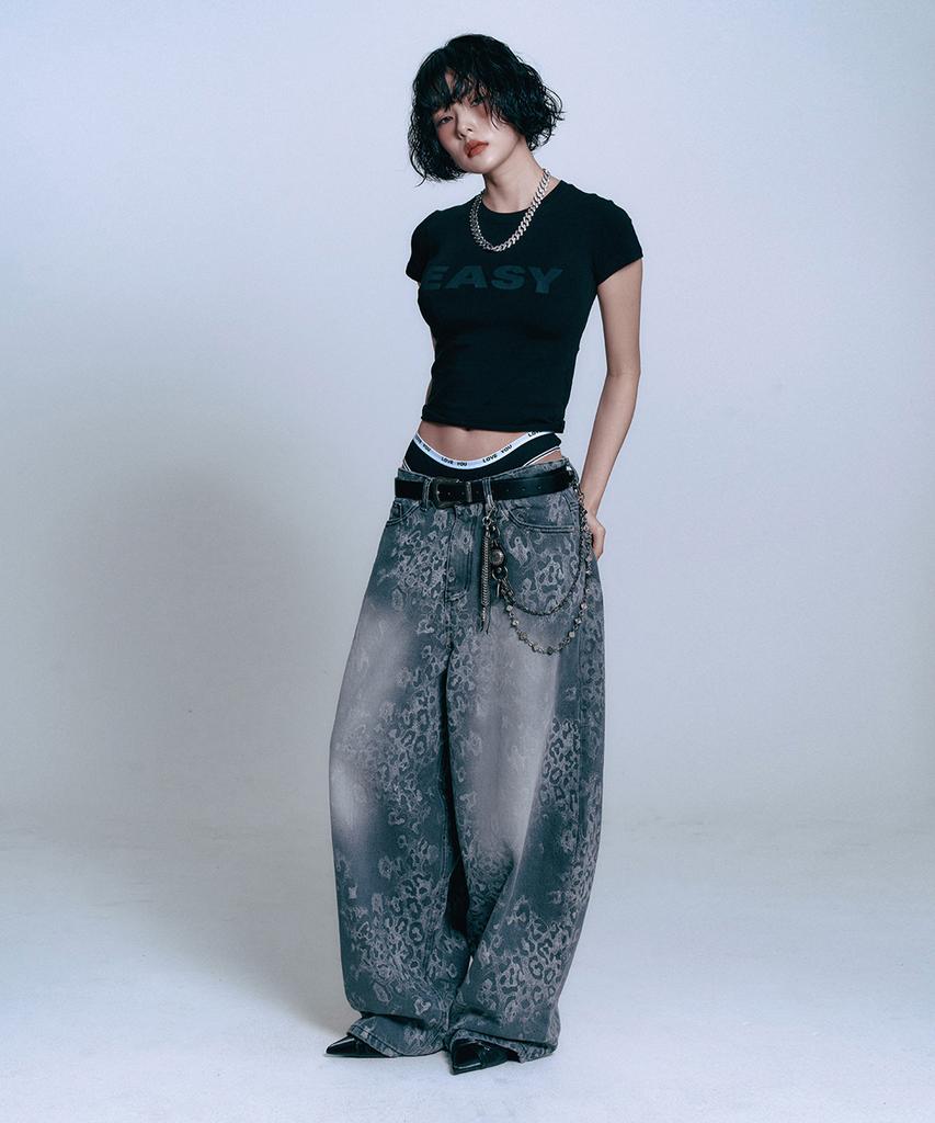 EASY NO EASY Easy See-Through Crop Short Sleeve - Black