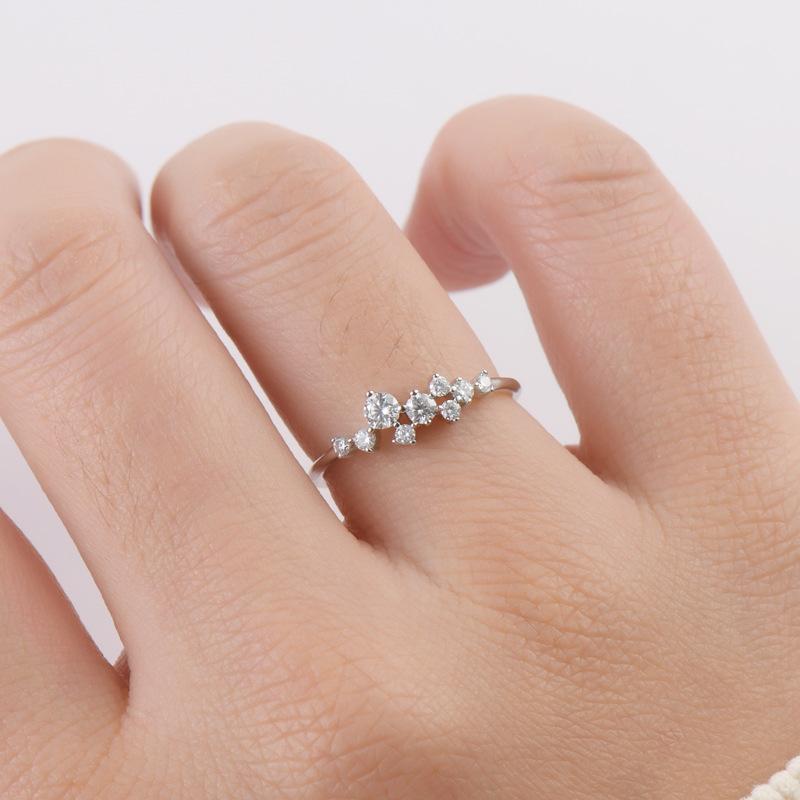 Silvere Glam A Niche Design Moissanite Ring, A Pure Silver Ring For Women's Starry Sky, A Trendy And High-end Accessory