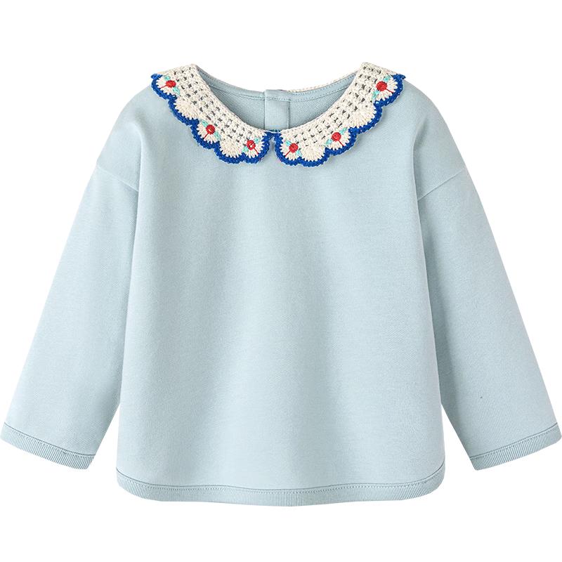 Minibala Girls' Floral Collar Sweatshirt
