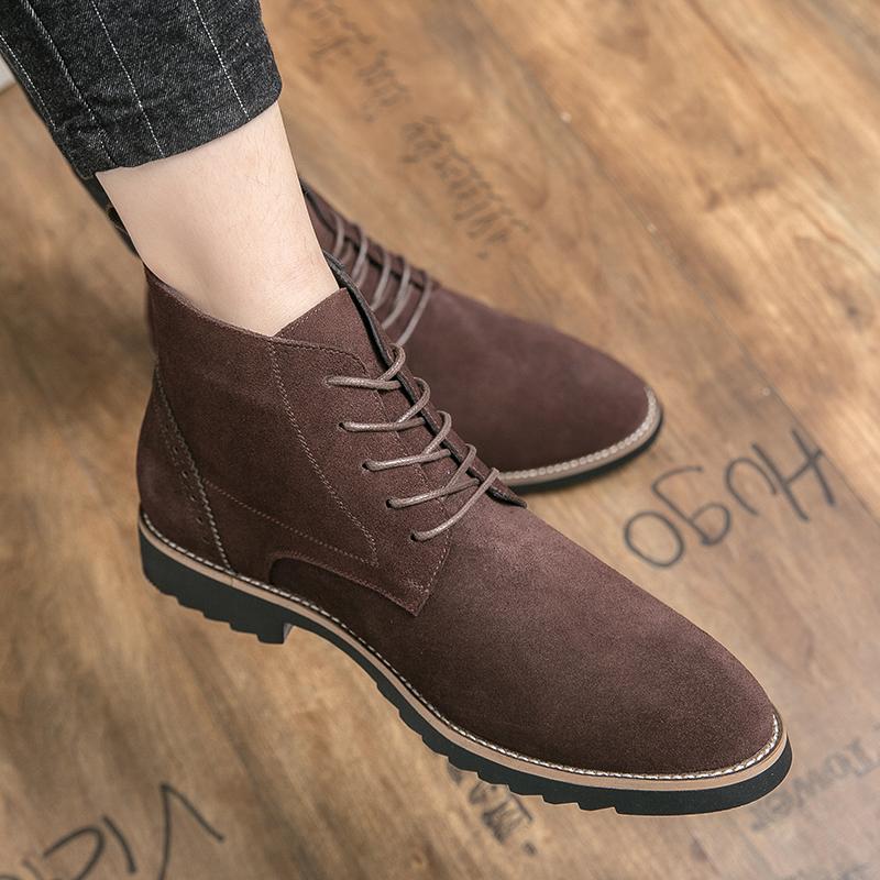 Chelsea Boots mit spitzer Zehenpartie Herren 2025 Leder Günstig Herren Winterstiefel Winterschuhe für Herren Stiefeletten