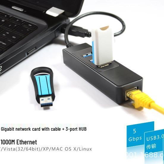 

Docking Station: 1-to-4 Gigabit Network Adapter + 3-Port USB 3.0 to RJ45, Driver-Free USB 2.0 + 100M Network Card 003D