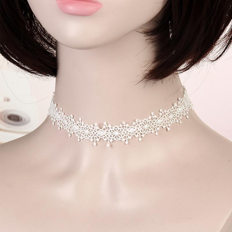 

Модное европейское и американское кружевное колье-чокер для женщин белый
