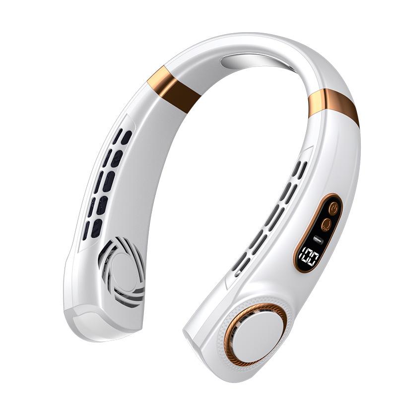 Digital Display Screen, Portable Neck Hanging Fan, With Colorful Atmosphere Light,5-speed Adjustable, Silent, Fast Cooling