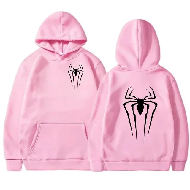 Autumn and winter new men's and women's pullovers, street spider printed sportswear, hoodies, casual loose and warm hoodies