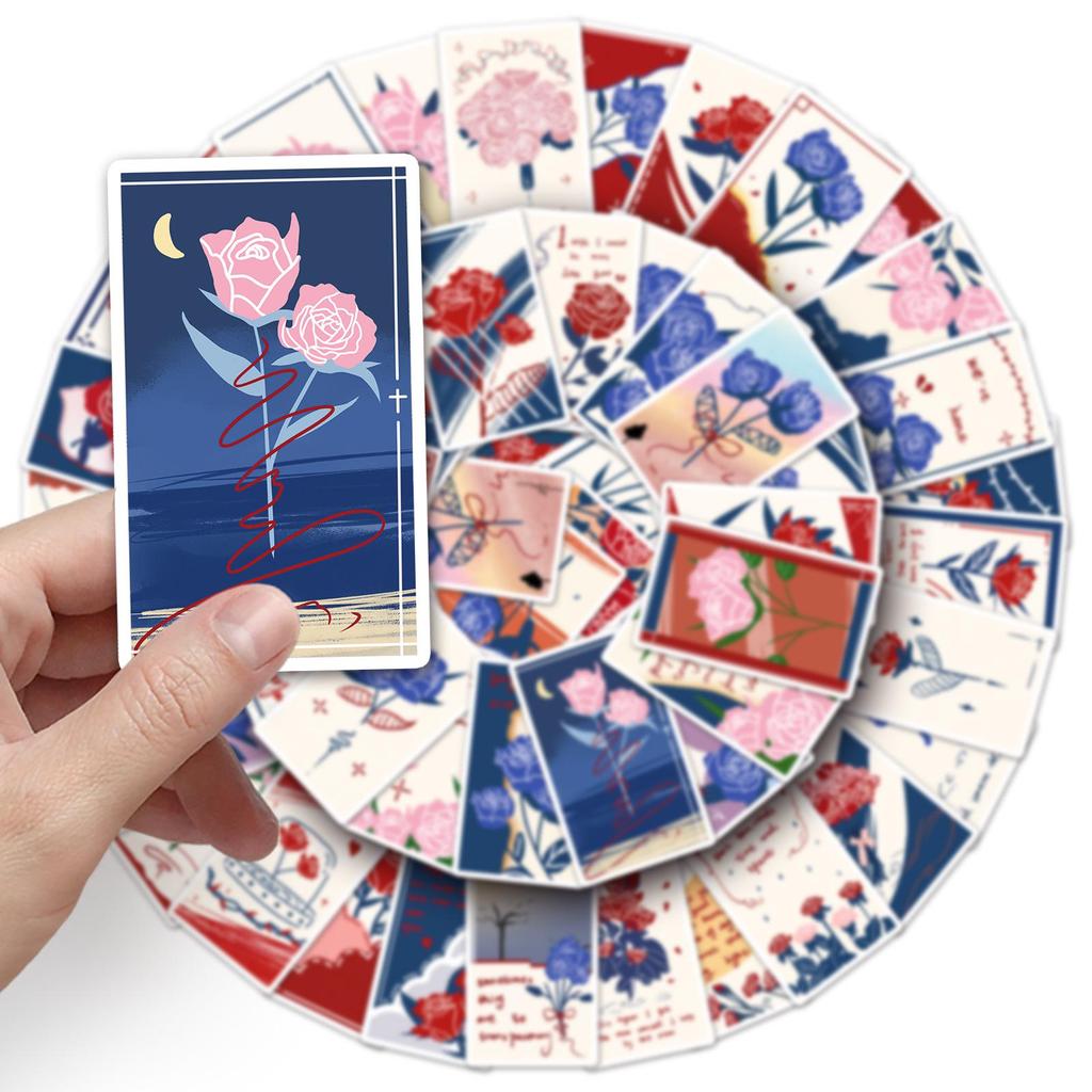 50 Sheets Flower Bookmark & DIY Art Stickers - Waterproof & Creative Designs