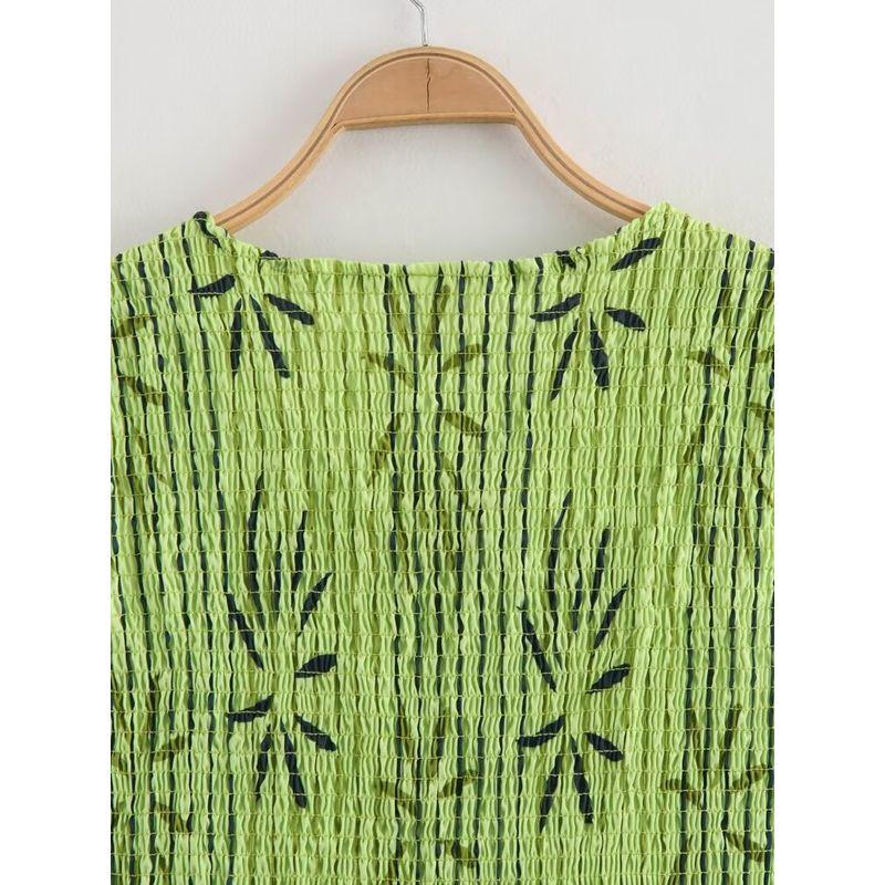 Kaslead New Arrival Women's Clothing Fashion Style Fashion Minimalist Leaf Printed Tops Casual Pants Two-piece Set