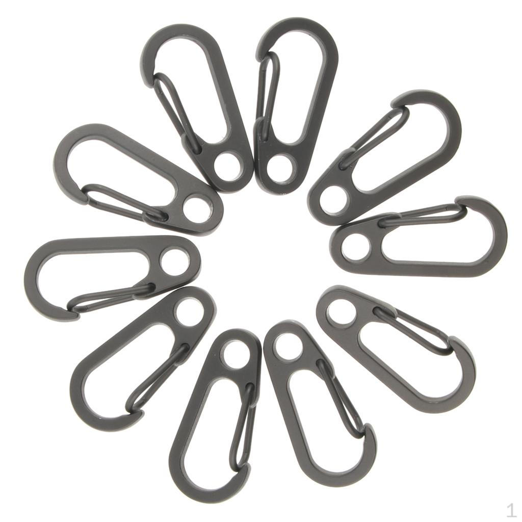 Pack of 10 Alloy Snap Spring Hooks - Heavy Duty Multipurpose Carabiners