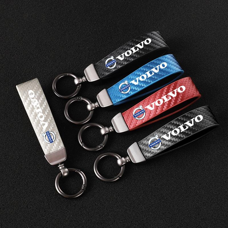 Carbon Fiber Leather Car Keychain Keyring Key Accessories For Volvo Xc60 Xc90 V40 V60 S60 V50 V90 S80 C40 XC40 V70 XC70 C30 C70