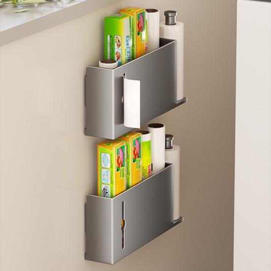 Roll Paper Holder Refrigerator Storage Rack Strong Load-bearing Easy To Install Multipurpose Self-Adhesive Under-Cabinet Organizer