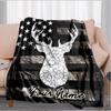 1PC Custom Name Deer Flag Art Flannel blankets Patterns Throw Blanket All-Season Soft Gift for Couch, Bed, Camping gifts