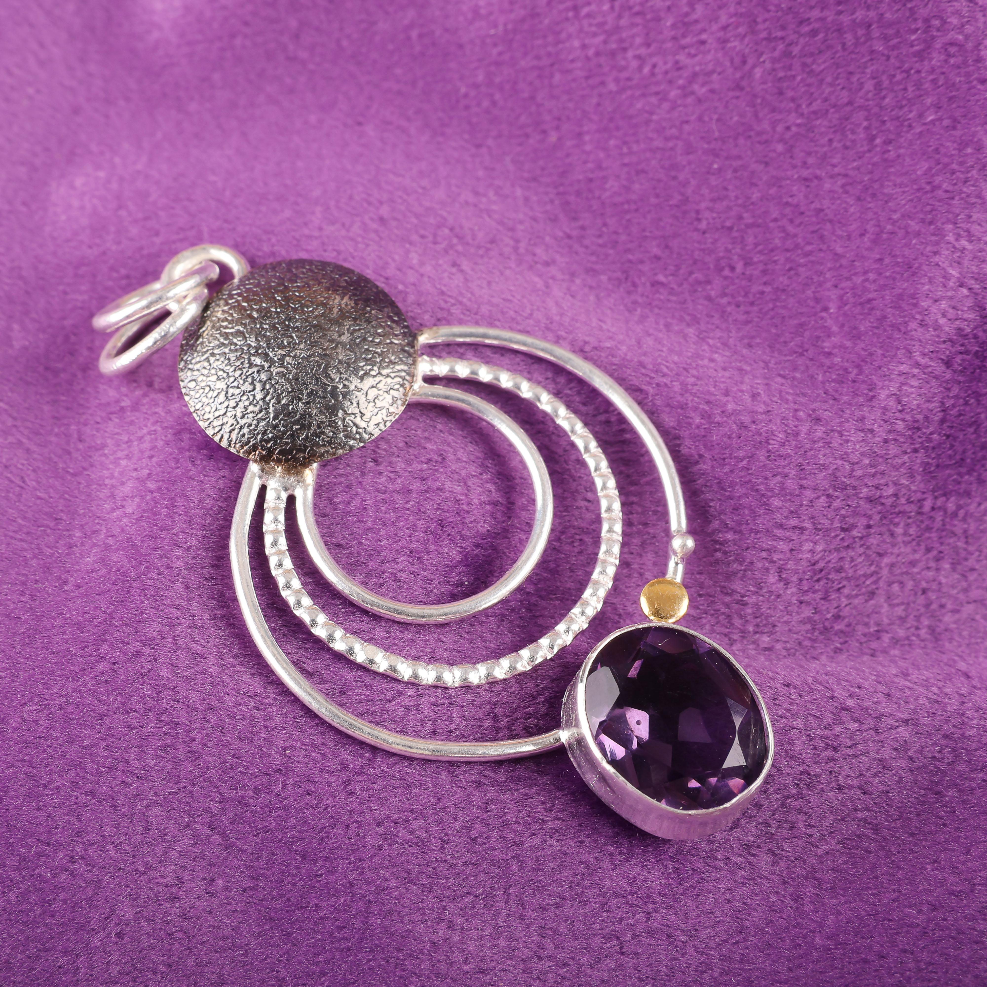 

Украшения из аметиста, кулон из стерлингового серебра 925 пробы, великолепная серебряная цепочка ручной работы для свадебного подарка 2.32 Inches фиолетовый