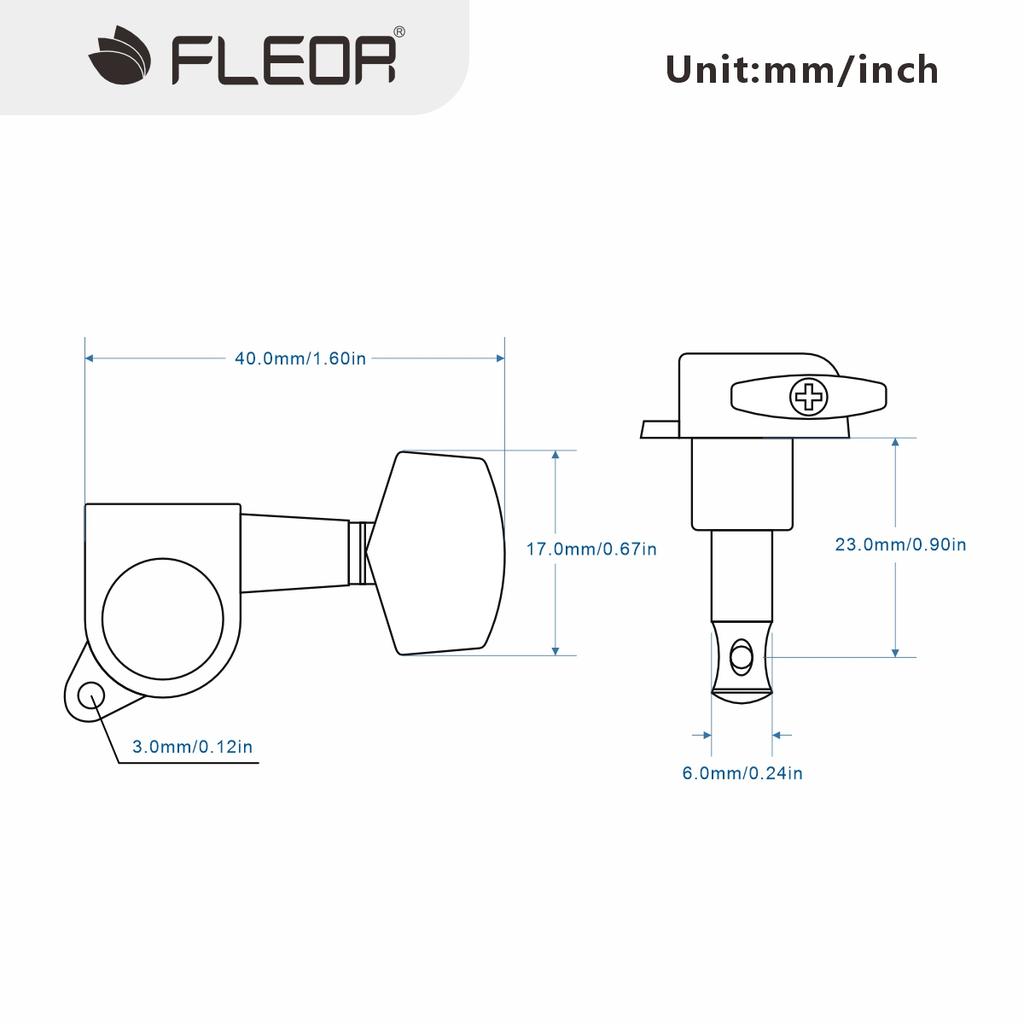 FLEOR 6R Small Sealed Guitar Tuning Pegs Tuners Machine Heads for Right Handed Acoustic or Electric Guitar