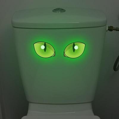 Adesivos de Banheiro Olhos de Guepardo Brilhantes Adesivos de Parede à Prova d'Água Decalques Criativos Decoração de Vaso Sanitário Decorações de Parede para Banheiro