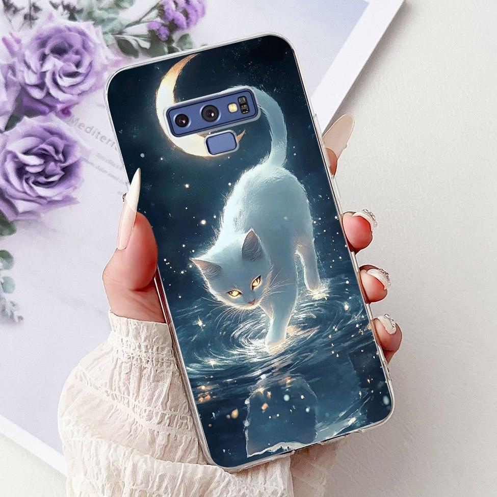 Clear For Samsung Note9 Case Cute Cat Fashion Luxury Painted Soft Cover Phone For Samsung Galaxy Note 9 Case SM-N9600 SM-N960F