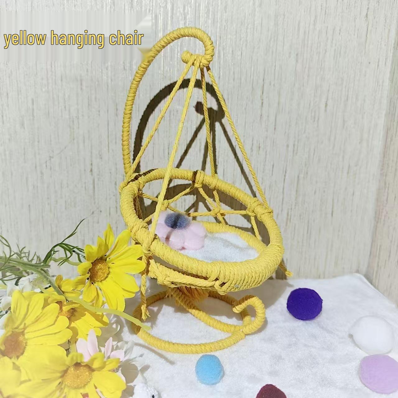Кукольное плетеное подвесное кресло из хлопка, гамак-качели для дома Diameter ~12cm, Height ~24cm