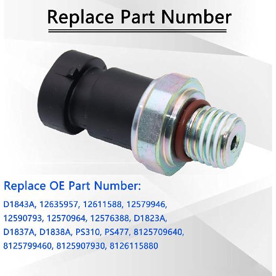 Oil Pressure Sensor Switch Sending Unit D1843A 12635957 Compatible with Chevy Colorado Equinox Trailblazer Malibu Impala GMC Envoy Canyon Buick
