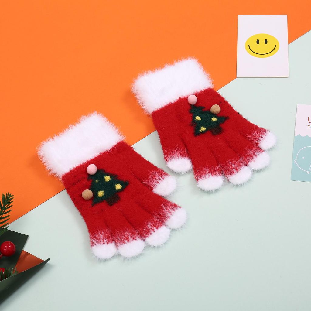 Warm Red Knitted Mittens for Girls, Cute & Cozy Christmas Gift, Ages 4-8