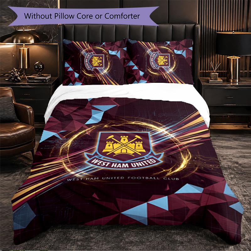 West Ham United Calcio Set Biancheria da Letto 3 Pezzi Morbido Set Copripiumino con Federe Set Decorazione Camera da Letto per la Casa