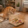 Creative Transparent Double-layer Fish Tank Plastic Shatterproof Cat Water Bowl Cube Goldfish Tanks Gift