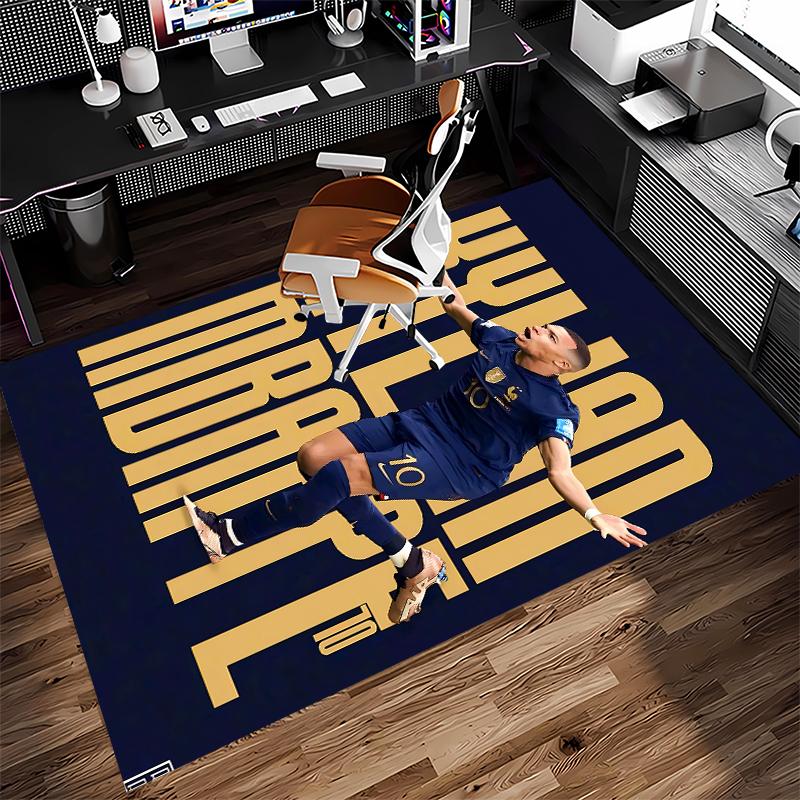 1pc Kylian Mbappé Print Area Rug - Soft,Washable Non-Slip Indoor Mat for Office Chairs,Living Room,Home Office Decorative Rug
