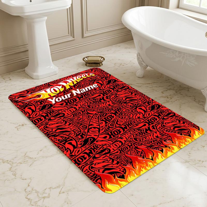 Custom Name Hot Wheels Carpet Rug for Bedroom Living Room Home Sofa Decoration,Playroom Sofa Office Home Decor Game Large Decor Floor Mat