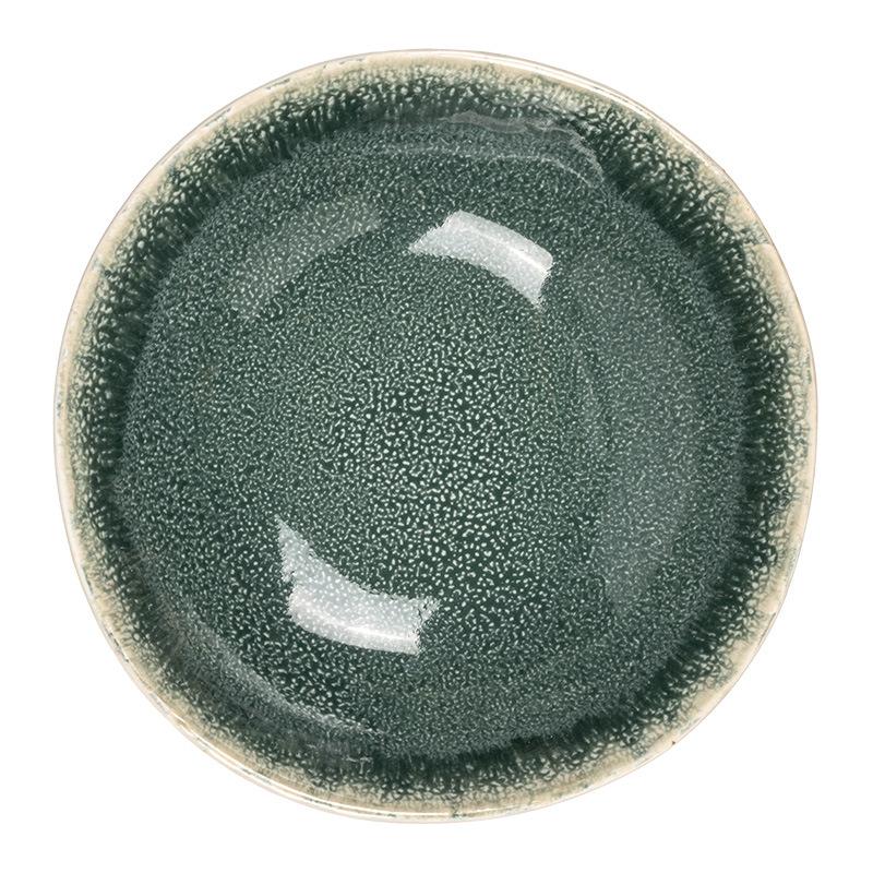 Retro Style Open Bowl Kiln Turns Green Ceramic Bowl Tableware Household Dish Bowl Round Salad Bowl Ramen Bowl Soup Bowl