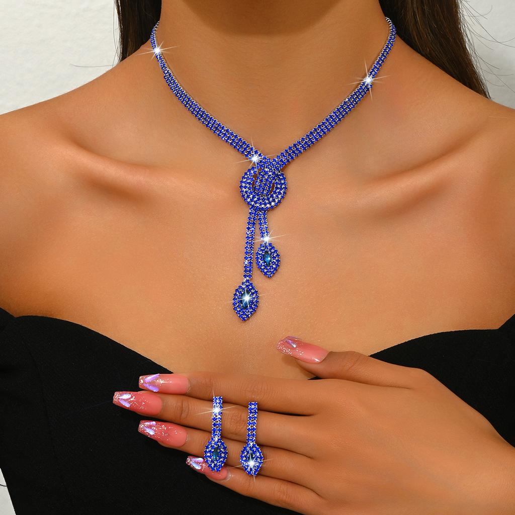 Women's Necklace Earrings Set Jewelry Zircon Temperament Wear Dress Wedding Dress Crystal Accessories