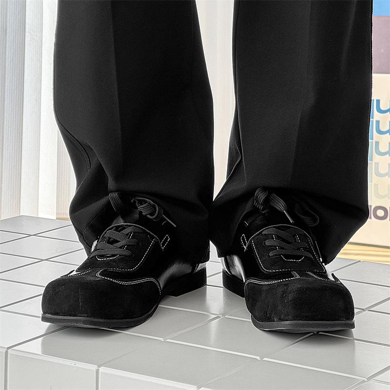 

Черные немецкие кроссовки на плоской подошве, те же ретро-повседневные кожаные туфли, увеличивающие рост, для мужчин и женщин 14707-24707-J 38 чёрный