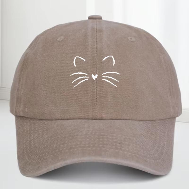 Cat Baseball Cap for Unisex & Women Lightweight Sun Protection Hat with Curved Brim Casual Outdoor Hat in Black