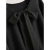 Women Loose V Neck Bow Thick Knitted Casual Sweater Outerwear