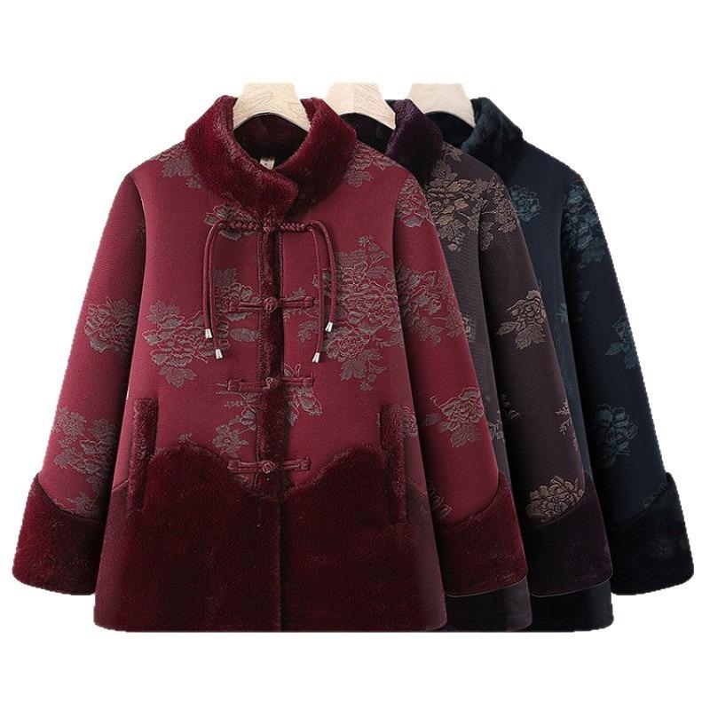 Middle-aged Elderly Winter Coat Female Mother Padded Jacket New Chinese Grandma Fashion Temperament Warm Clothes