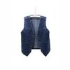 Women Sleeveless Denim Vest Casual Loose V Neck Waistcoat Single Breasted Pocket Jean Vest Short Outerwear Tank Jacket