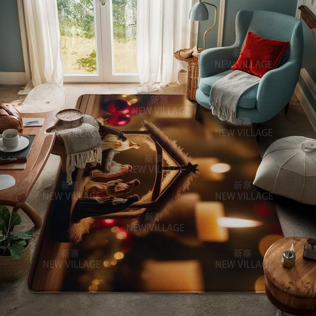 House Entrance Carpet Home Door Mat Living Room Bath Foot Bathroom Non-slip Water Absorption Rugs Bath Merry Christmas Winter