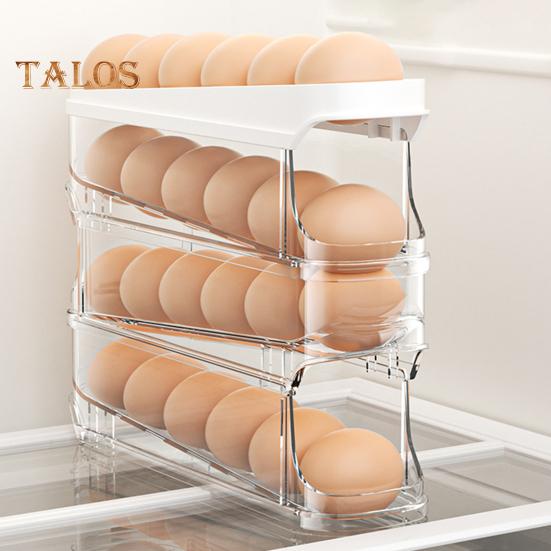 Stojan na vejce do lednice Velká kapacita Průhledný design Vícevrstvý Automatické rolování Organizér na vejce do lednice