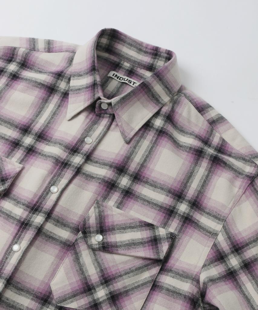 INDUST Big Check Ombre Snap Shirt_Purple