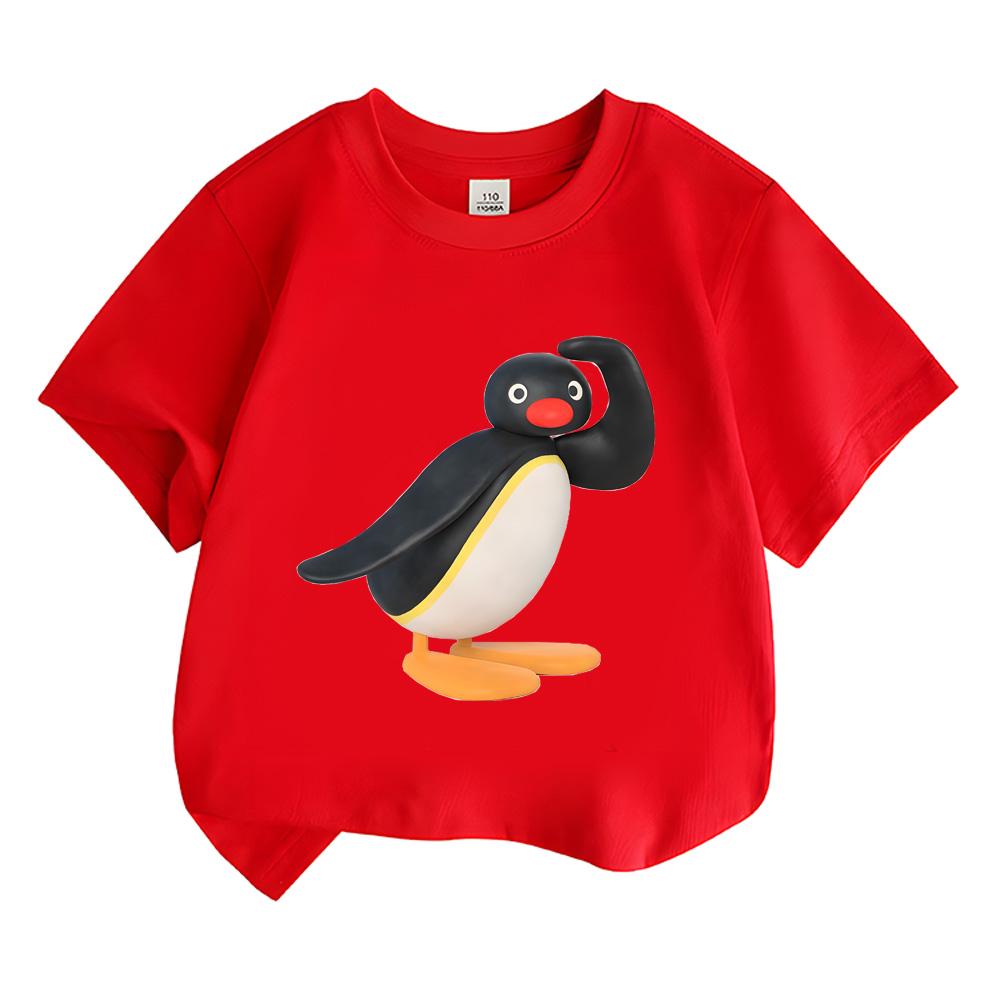 T-shirt Pingu kawaii Boys Girls Kids Clothing Hip Hop Tops Short Sleeves Sports Fashion Streetwear Manga/Comic Tees Toddler