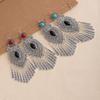 Bohemian Turquoise Long Fringed Stud Earrings Retro Imitation Miao Ethnic Style Earrings