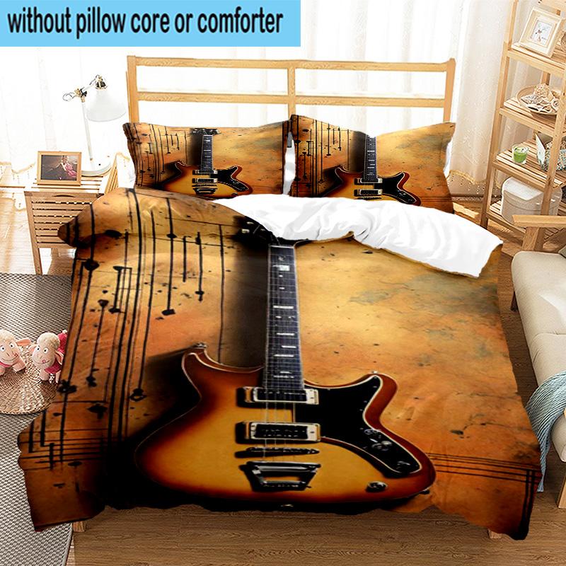 Guitar Notes Harmony 3pcs Bedding,Including 1pc Duvet Cover And 2pcs Pillowcases Perfect for Christmas,Ideal for Bedroom, Dormitory