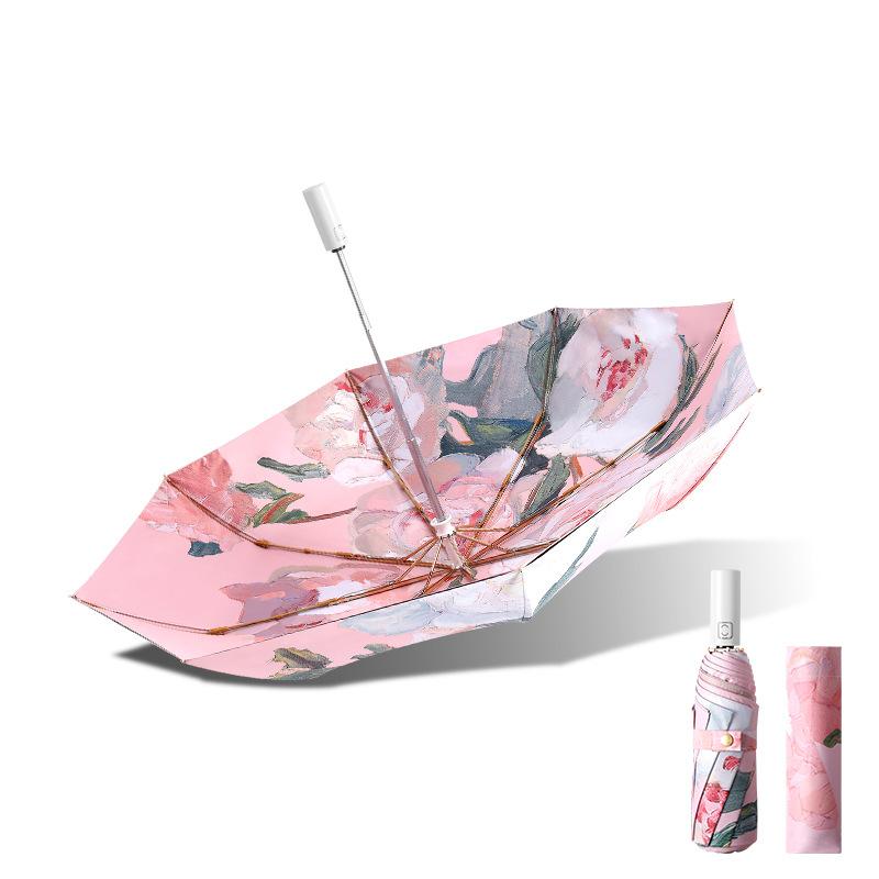 

Creative Flower Umbrella Double Layer UV Sun Protection Parasol Umbrella Men Women Fully-automatic 3-Folding Outdoor Umbrellas metal-fiber composite&8K розовый
