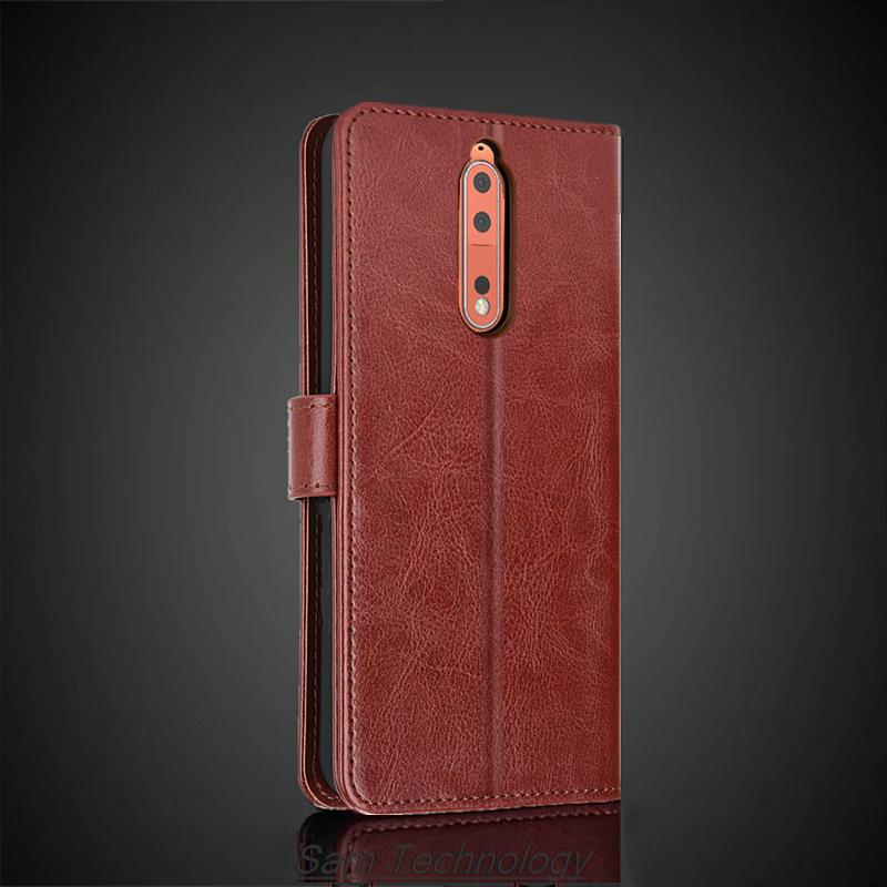 Card Holder Cover Leather Case for Nokia 8 Nokia8 Pu Leather Flip Cover Retro Wallet Phone Case for Nokia8 Business Fundas Coque