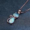 Xin Orange Original Jewelry White Diamond Opal Cat Bow Necklace Rococo Style Collarbone Chain