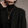 Fashionable and Simple Double Layered Square Brand Pendant Necklace Versatile Double Layer Sweater Chain Clavicle Chain Women
