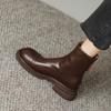 2025 Autumn New Thick-soled Elastic Thin Boots Versatile Retro Foreign Style Short Boots Super Good-looking British Martin Boots