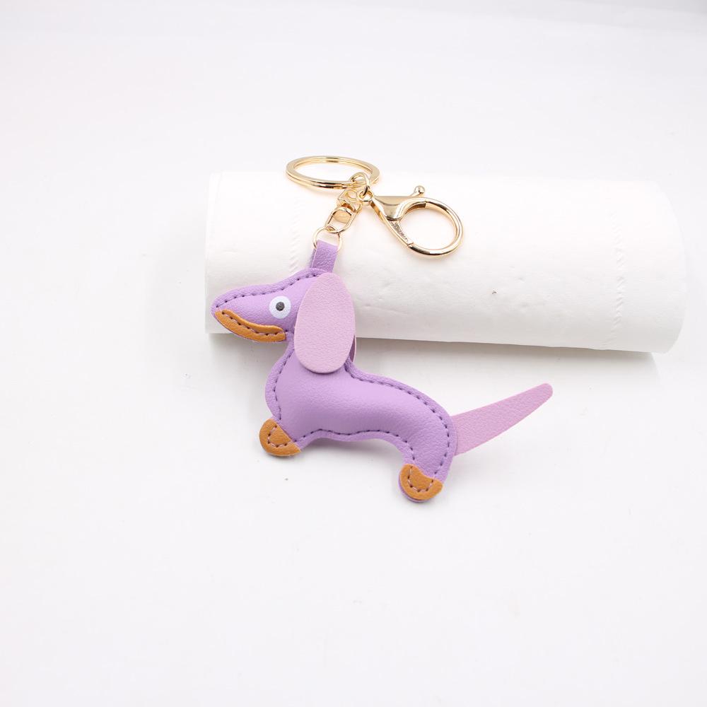 Charm de Couro Dachshund Desenho Animado em Estoque, Chaveiro de Cachorro e Acessório para Capa de Celular