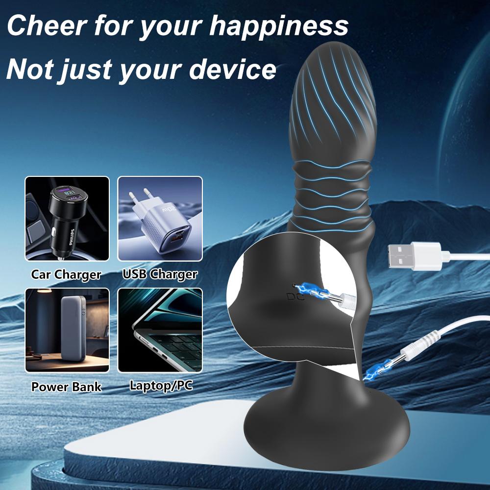 Thrusting Vibrating Anal Plug with Suction Cup App Remote Control Prostate Massager Butt Plug Vibrator Sex Toys for Men Women