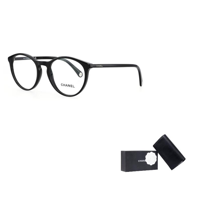 

CHANEL letter temples, plate frames, oval optical frames, same style for men and women, couple style, black чорний