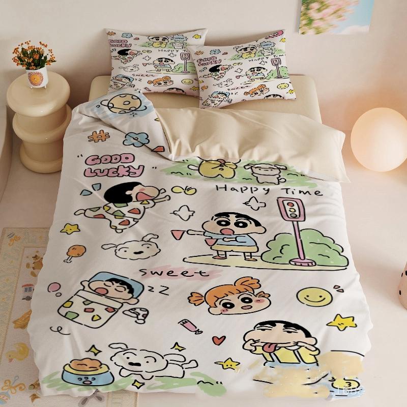 

Cartoon Luxury Crayon Shin-chan Bedding Set Pillowcase 2/3/pcs Shin-chan Duvet Cover Adult Children Gift Single Double 228x228cm-3pcs