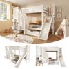 Kinderstapelbed 90×200 cm met Glijbaan, Ladderkast, Grote Lades & Open Planken, Wit, Lattenbodem, EN747-1:2024 Veiligheid, zonder Matras