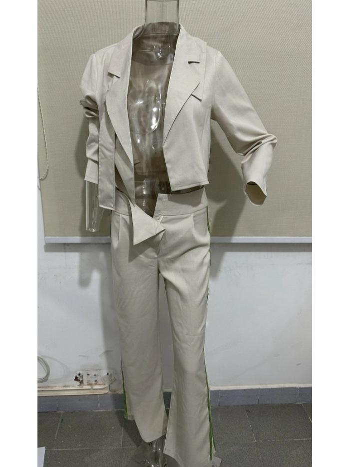 

2023 Осінній Однотонний Піджак з Лацканами та Штани XXL білий