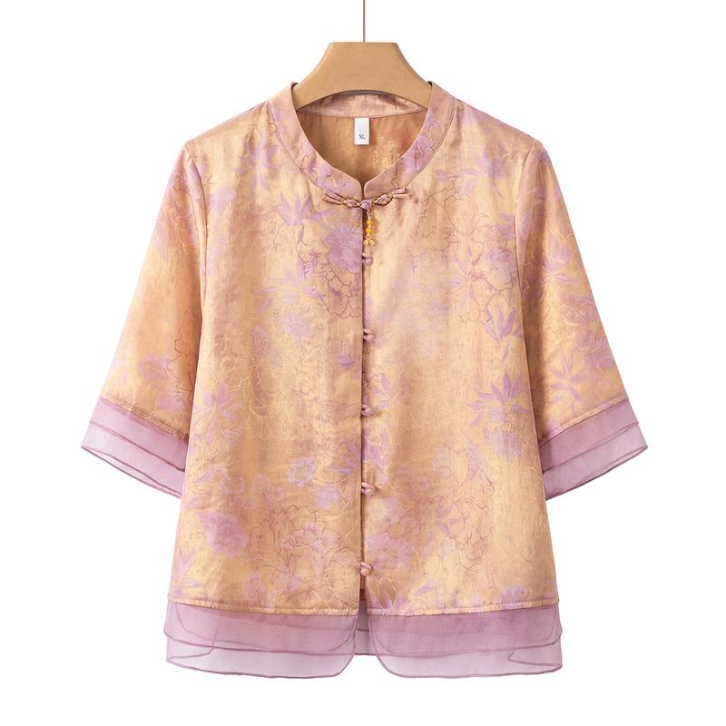 Yu Zhaolin Women s New Chinese Style Printed Blouse 3XL